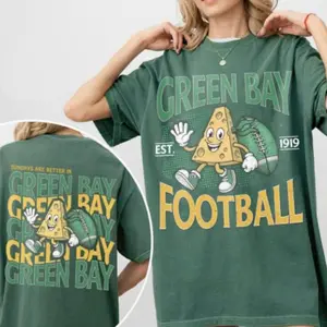 Green Bay Football Two Sided Shirt, Green Bay Women's Gift, Vintage Football Gifts, Cheesehead Game Day, Vintage Football Graphic OZ7