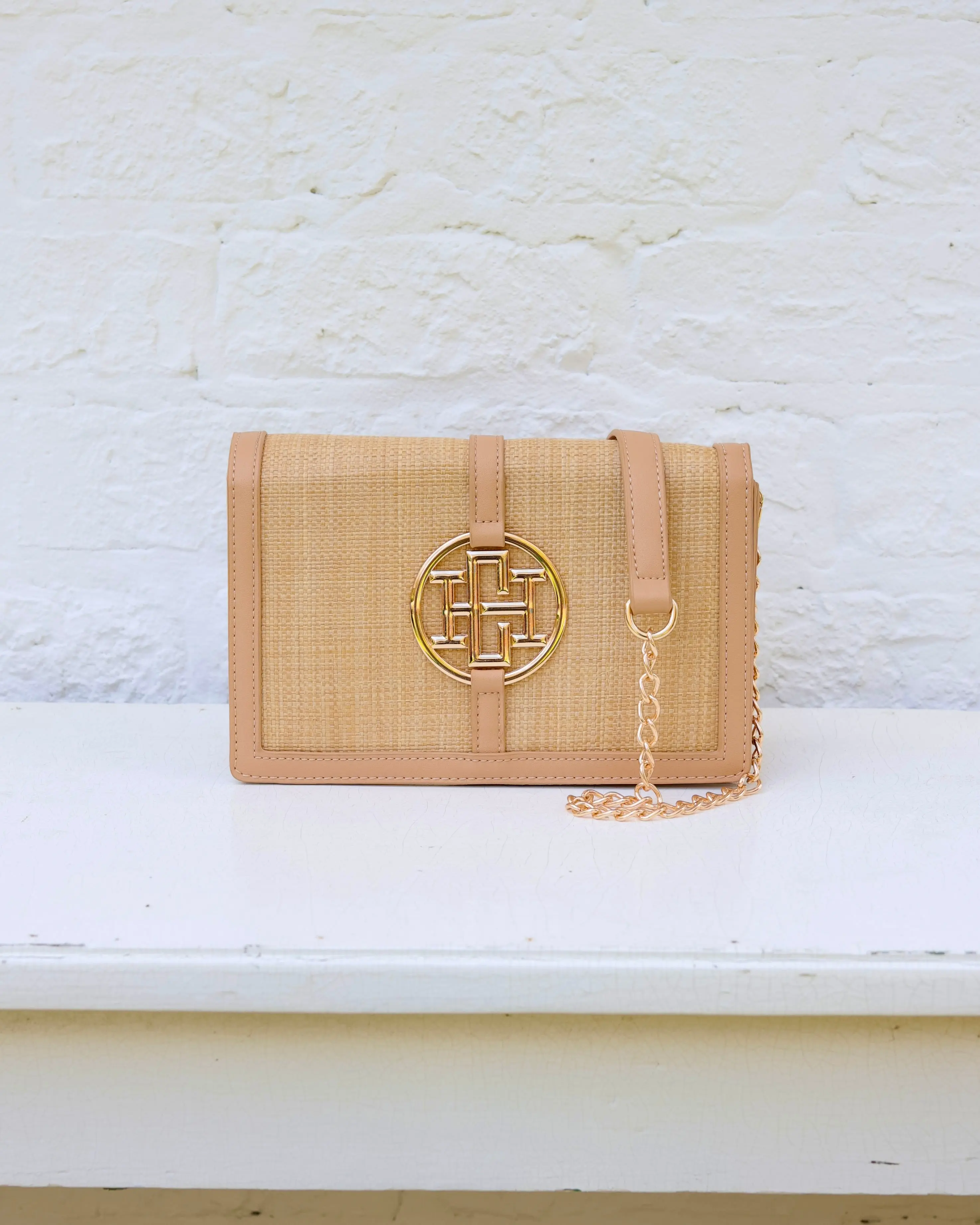 Cecilia Circle Logo Handbag Natural