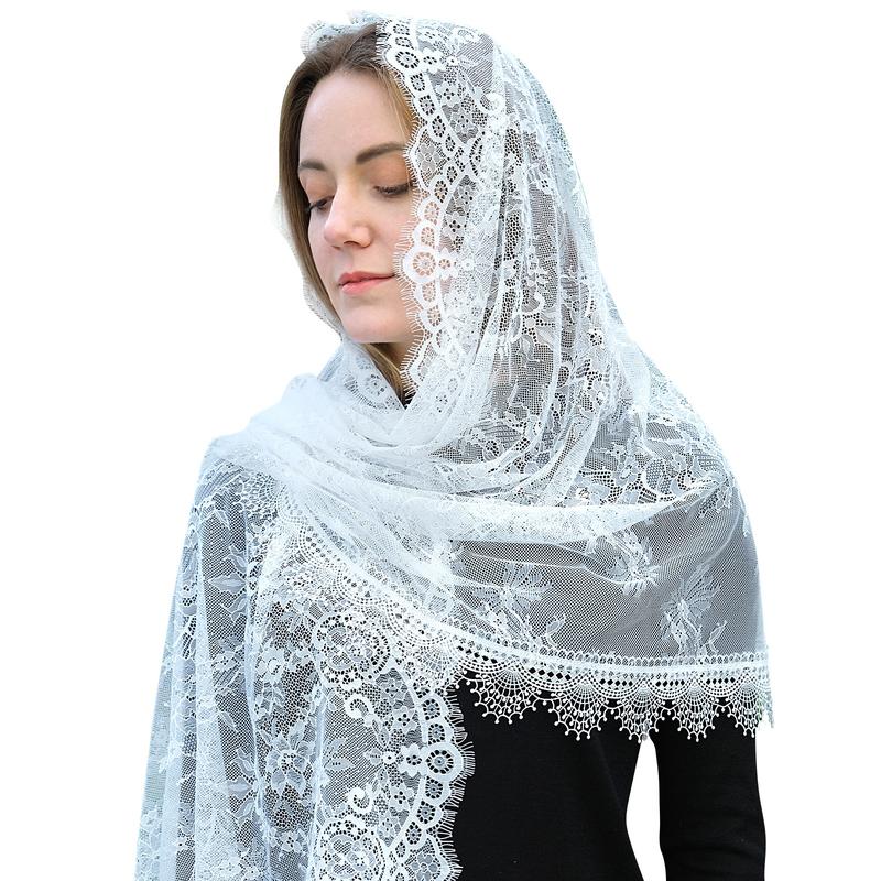 Mantveil Rectangular Church Veils for Women: Spanish Floral  display picture 1