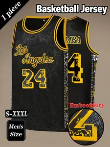 Men's # 24 black retro basketball jersey, classic "Los Angeles" letter embroidered sportswear, loose, breathable and comfortable sleeveless vest, suitable for daily outdoor activities, competitions, training, running and exercise for both men and women
