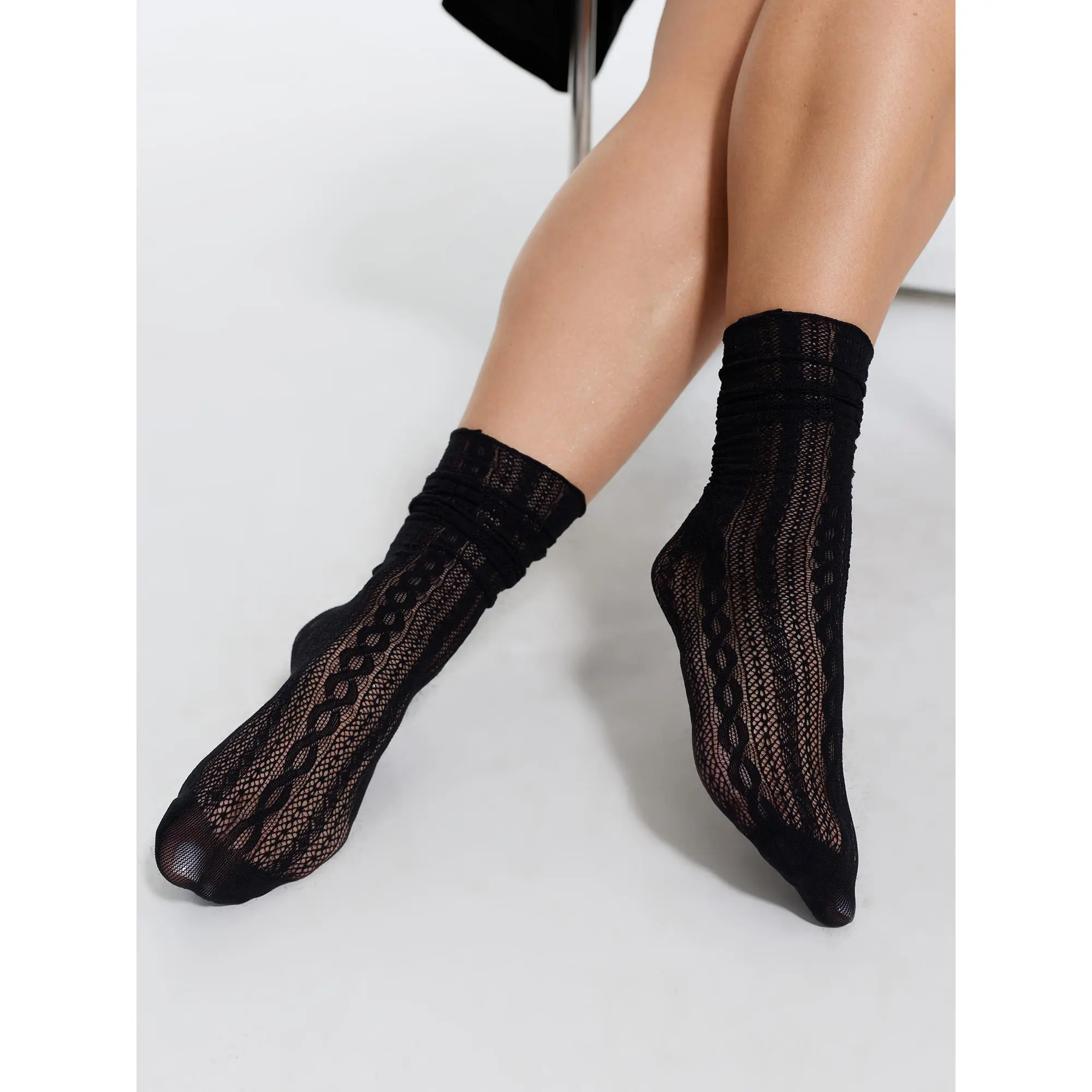 BLOOMCHIC Plus Size Sheer Lace Slouchy Mid-Calf Socks[M-6X]2026  Summerfinds
