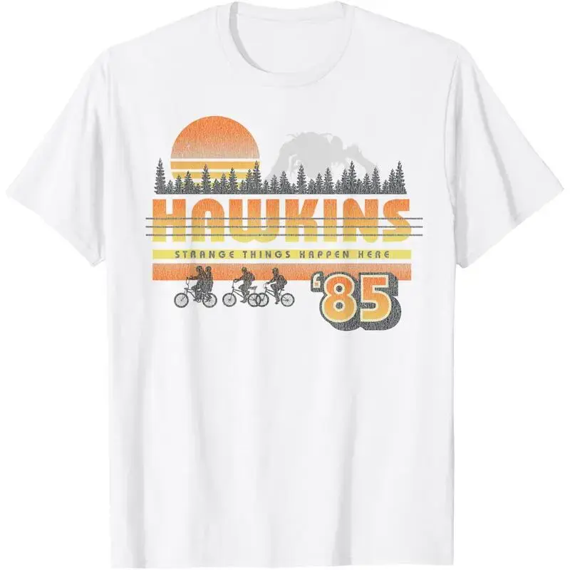 100%25 Cotton Ultra Soft & Cozy "Hawkins '85" Stranger Things Retro Tee | Strange Things Happen Here Essential plus  size  top comfort shirt🤘🤘🤘