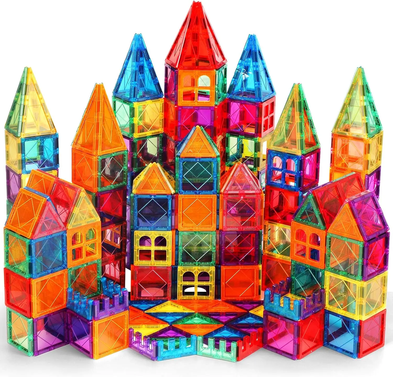 100pcs Magnet Building Tiles Clear Magnetic 3D Blocks Construction Playboards, Creativity Beyond Imagination, Inspirational, Recreational, Educational Conventional