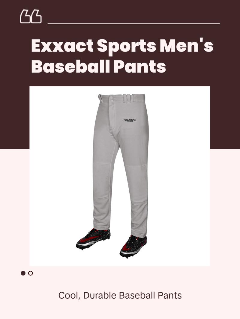 Exxact Sports Home Run Men's Baseball Pants without Piping - Full-Length, Semi-Relaxed Fit, Open-Bottom Adult Baseball Pants - (Grey)