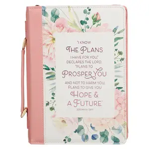 Plans Pink Bouquet Faux Leather Fashion Bible Cover - Jeremiah 29:11
