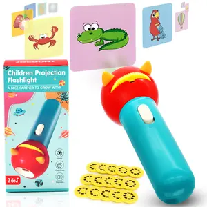 HWD Children's Projector Toys - Kids Electric Torch Flashlight With 15 Discs 120 Images( Animals Vehicles Food etc.) Bedtime Educational Learning Toy Gifts for Babies Toddlers Kids Boys Girls