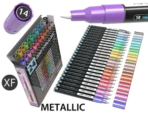 24 Metallic Acrylic Paint Pens Special Color Series Markers 0.7mm (EXTRA FINE)