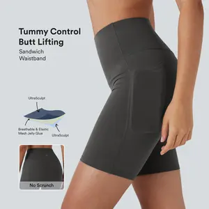 Halara UltraSculpt High Waisted Butt Lifting Tummy Control Pocket Shaping Training Biker Shorts 5"/7''