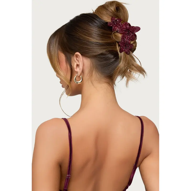 Faux Crystal Flower Hair Clip
