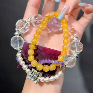 007 Clear Quartz Fluorite Amethyst Bracelet 2025 Energy High Quality Fashion Feng Shui Bracelet Gift Bead Bracelet Jewelry