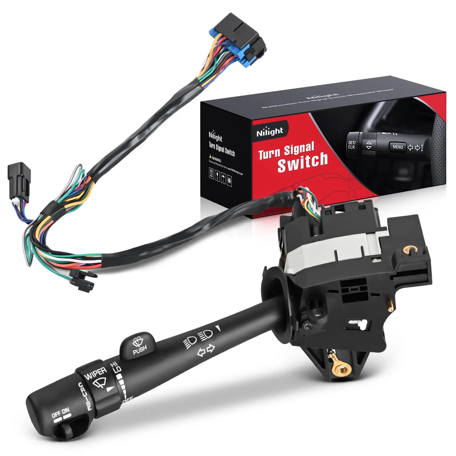 Nilight Multi-Functional Signal + Wipers Combination Lever Switch - OE Replacement DS941/1S2701, ABS/PP Long Life, 18+17 Pin Match, Cruise Control Link, Original Look, Plug-and-Play, Vehicle-Specific Fit for 2000-2005 Chevrolet Impala V6 3.4L/3.8L Sedan