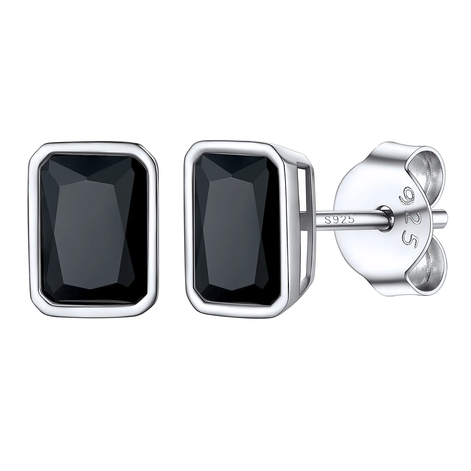 Black Cubic Zirconia-Silver-4mm