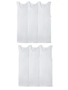 FRUIT OF THE LOOM Men's Classic Ribbed Cotton Tank Tops, Fitted Moisture-Wicking & Tagless Undershirts for Casual Wear, 6-Pack
