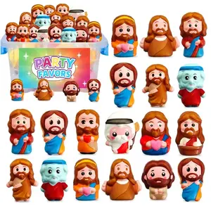 Set of 6 or 12 Multi-Color Jesus Soft Vinyl Toys: Festive Decorations, Jesus-Themed Party Props, Fun Social Media Games, Creative Church Party Gifts—Perfect for Party Goodie Bags, Giveaways, and Classroom Rewards. Multiple Styles Available