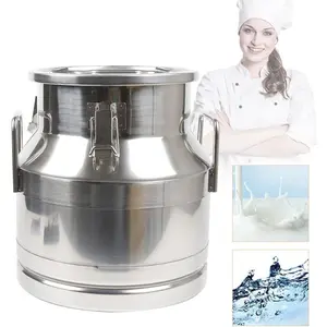 Milk Can with Sealed Lid, Stainless Steel Milk Transport Cans Wine Pail Bucket Tote Jug Pot Oil Liquid Storage Barrel with 2 Handles Sealed Silicone Anti-Leak Ring Lock Belt 12 L 3.16 Gallon Bottles Organiser Tin Canister Oily Containers