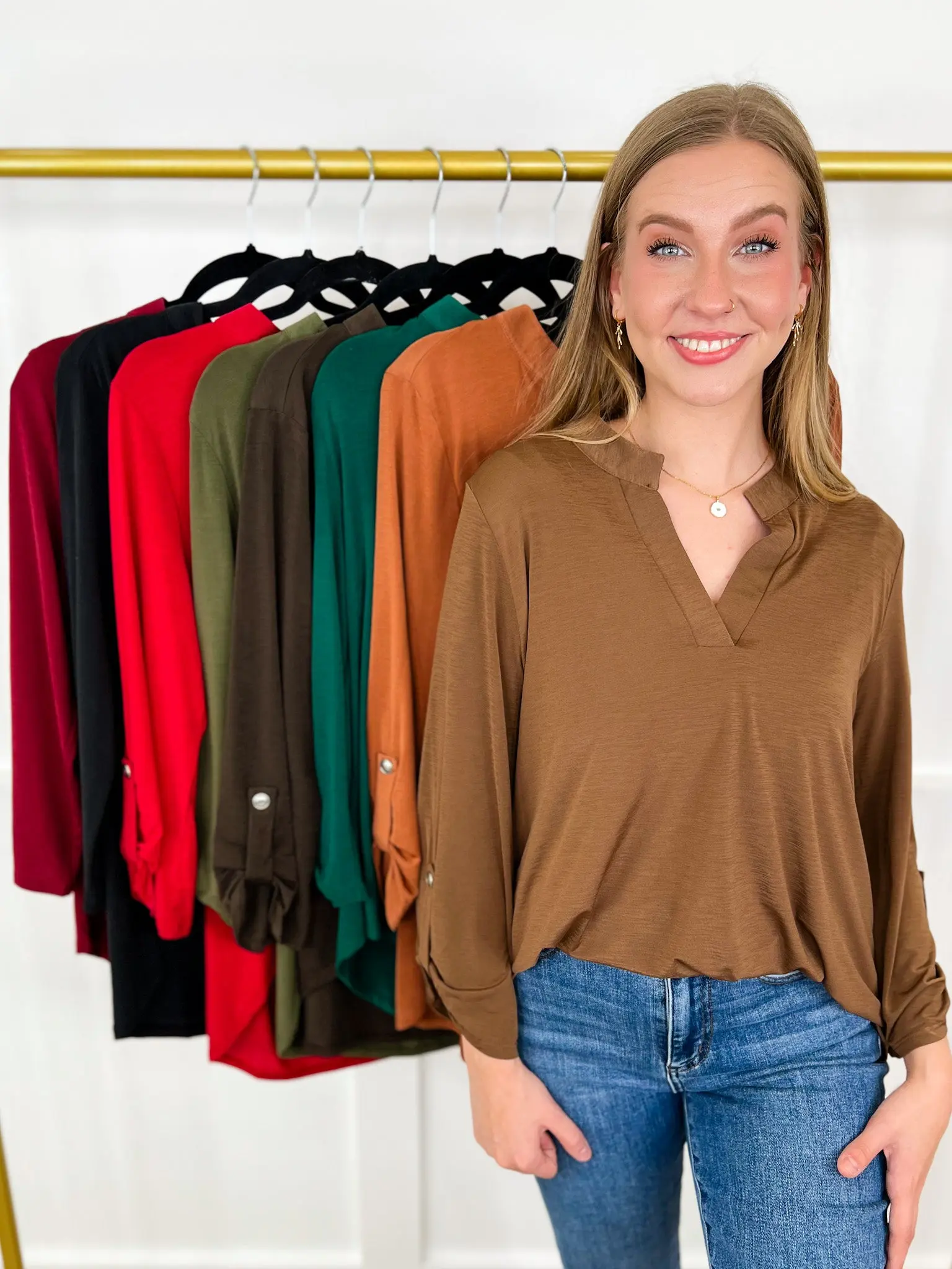 Women's Casual Gabby Blouse in Wrinkle Free Stretch Fabric - Lightweight, Airy 3/4 Sleeve Loose-Fitting Style, Available up to 2XL, Lady, Elegant