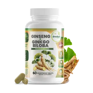 GreeNatr Ginseng and Ginkgo Biloba - Dietary Supplement for Cognitive Support, Memory Enhancement & Clarity - 60 Tablets