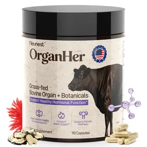OrganHer Female-Optimized Beef Organ Superfood – 3-in-1 Formula (Organs + 8 Herbs + 7 Active Nutrients) – 1100mg Grass Fed Uterus, Liver, Heart, Marrow – Hormone Balance, PMS, Menopause, Energy Support – NZ Grass Fed, 3rd Party Tested, cGMP, Non-GMO