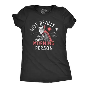 Womens Not Really A Morning Person T Shirt Funny Halloween Vampire Joke Tee for Ladies Funny Womens T Shirts Cute Vintage Fashion Casual Ladies T-Shirt Gift Halloween Tops for Women Funny Sarcastic Top Women's Black -