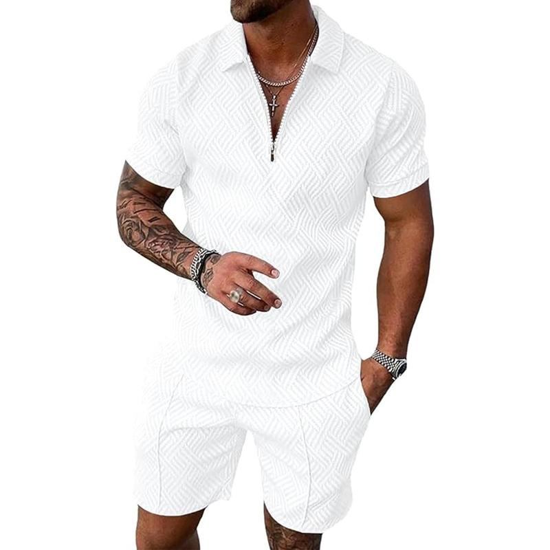 PASLTER  Mens Polo Shirt and Shorts Sets Outfits 2 Piece Fashion Summer Tracksuits Casual Short Sleeve Set B1Y306