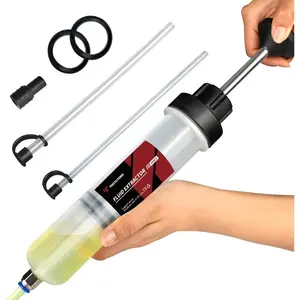 Automotive Fluid Extractor Pump, Manual Oil Change Syringe with 2pcs 22cm PVC Suction Tubes