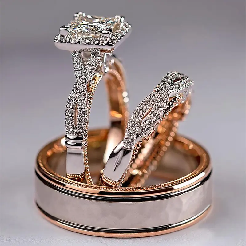Elegant Artificial Zircon Decorated Ring Set, Synthetic Zircon Rings, Fashion Accessories for Women, Beautiful Rings, Trendy All-match & Exquisite Jewelry for Birthday Gift, Promise Ring Set, Engagement Ring Set, Wedding Ring Set