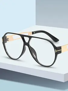 Trendy Square Frame Eyeglasses, Fashionable Anti-blue Light Eyeglasses for Women & Men, Fashion Eyeglasses for Work, Daily Clothing Decor, Square Browline Glasses, Square Eyed Glasses, Fashionable Frames Glasses