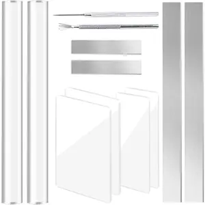 12 Pieces Polymer Clay Cutter Tools Acrylic Roller Pin for Sculpting Craft Shaping Knife Ceramic Cutters Slicer Kit Clear Rectangle Sheet Press Board Wire Texture Set Needle Detail Modelling Supplies