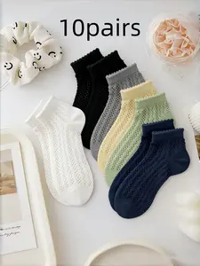 Women's Thin Breathable Mesh Socks, Anti-Odor Sports Ankle Socks, Sweat-Absorbent Short Tube Socks for Spring & Summer