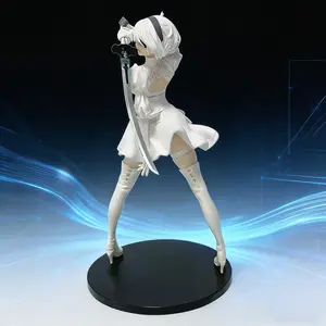 Anime Figure Cool Standing Sword Girl Action Figure for Desktop Computer Case Bookshelf Decoration Holiday Gift Collectible Statue Cultural Display