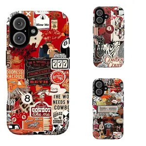 MagSafe Retro Cowboy Cowgirl Casino Phone Case, Vintage Western Bar Collage with 8 Ball Pool Balls Playing Cards Dice, Neon Gambling Art Dark Americana Aesthetic Cover for iPhone 11-17 Pro Max Pro Airle for iPhone 11-17 Pro Max Plus Air