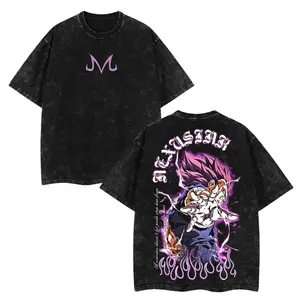 Limited "Majin Vegeta" Prince of Saiyans DBZ Premium Retro Vintage Unisex Oversize Anime Manga Acid Washed Heavyweight Cotton Hoodie & T-Shirt, Anime Merch, Gift For Jujutsu Kaisen Fan.