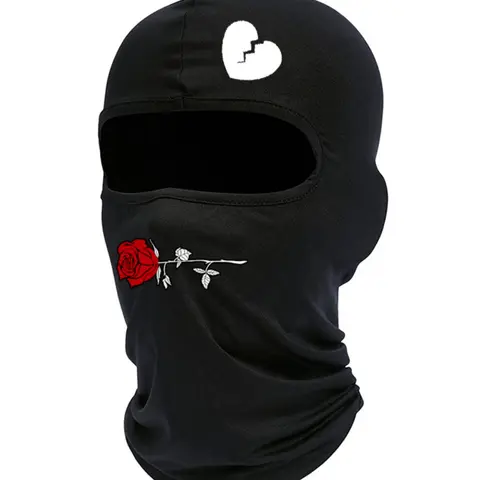 Letter & Flower Print Ski Mask, Unisex Woven Fabric Balaclava for All Seasons, Sporty Style Face Cover for Outdoor Activities, Windproof Face Mask, Outdoor Sports Mask, Balaclava Ski Masks