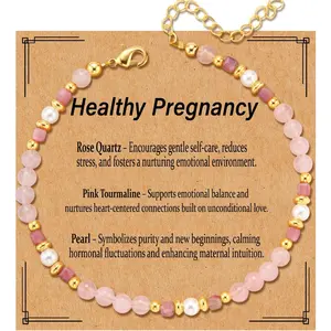 Rose Quartz Crystal Bracelet for Women, Natural Rose Quartz Beaded Bracelet, Adjustable Gemstone Jewelry Gift