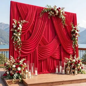 Solid Wrinkle-Free Polyester Curtain Backdrop (4x10ft), Party Decoration Supplies for Wedding Party Backdrop, Home & Wall Hanging Stage Drapes