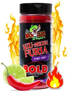 Mexgrim Bold Fuego Powder Dust, Sr.Michelado Hot Chilli Lime 285g.Perfect For Potato Chips,Wing Seasoning,Popcorn,Corn,Fruit & Chamoy Pickle Kit.Polvo De Fuego,Tiktok Trend Items Set Includes Sticker