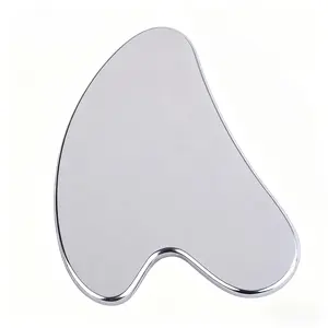 1-Piece Facial Care Stainless Steel Heart-Shaped Gua Sha Tool, For Body, Eye & Neck Massager, Portable Muscle Relaxation Massage Board, Smooth & Sturdy Metal Scraping Tool, Heart-Shaped Item (Silver)