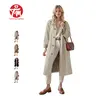 Tanming Womens Classic Plaid Lining Trench Coat - Long Windbreaker with Plaid Lining Lapel Single-Breasted Outerwear Jacket - Spring Fall Autumn Daily Work Office Business Commute Street Travel Outfit