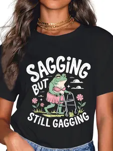 100% Cotton Sagging But Still Gagging Funny Frog Meme T-Shirt