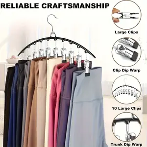 Legging Organizer for Closet, Metal Yoga Pants multi Hangers 2/5 Pack with 10 Clips Holds 20/50 Leggings, Space Saving Hanging Closet Organizer w/Rubber Coated Closet Organizers and Storage