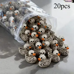 20-Pack Mini Gothic Skull Duck Figurine Ornaments - Spooky Resin Halloween Decor, Compact Desk Collectibles, Easy to Display, Ideal for Home Use, Perfect Gift for Dark Decor Enthusiasts