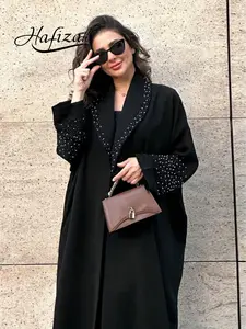 Rhinestone Lapel Long Coat, Luxurious Slimming Cardigan, High-End Women's Outerwear, Elegant Loose-Fitting Jacket, All Seasons, Womenswear