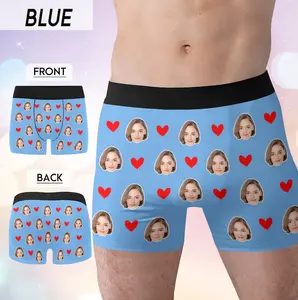 Happy Father's DaysCustom Face boxer Briefs Gift for Boyfriend/Husband, Personalized Hearts Underwear with Photo, Face Menswear Spandex Birthday boxer Shorts Fabric Customized underwear  underwear for men mens underwear boxers ethika boxers boxers for men