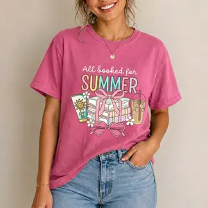 Comfort Colors All Booked For Summer T Shirt, Bookish Summer Tee, Bookworm Gift, Teacher Shirt, Summer Reading Tee, Booktrovert Shirt, Librarian Shirt