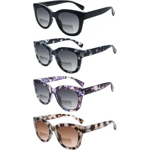 4 Pack Bifocal Reading Sunglasses for Women Men Spring Hinge UV Protection Stylish Outdoor Sun Reading Glasses (4 MIX, 2.50, multiplier_x)