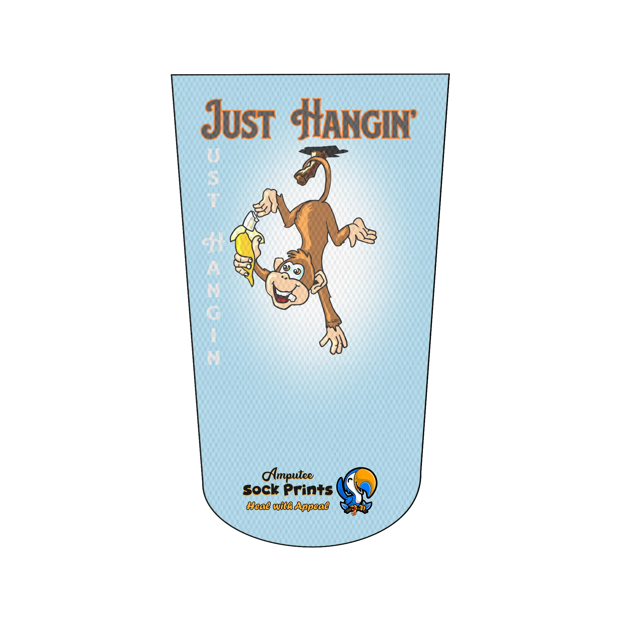 Amputee Sock "Just Hanging Monkey V1", Prosthetic Limb Sock, 3ply Stump Sock
