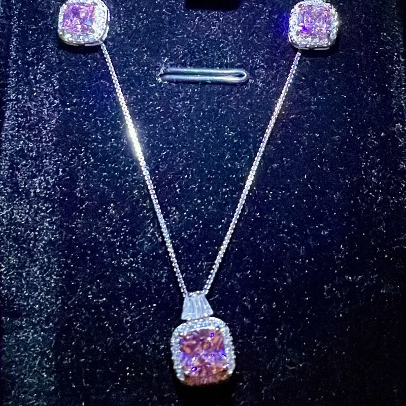 925 Sterling Silver Pink Jewelry Set