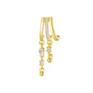 Hip-hop cross tassel single earring with unique design, studded with zircon, punk style party accessory aE50137-EH