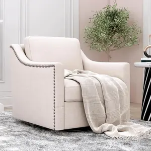 Oversized Swivel Accent Chair,Chenille Fabric Large Comfy Reading Chairs,Mid Century Modern Living Room Chair,Wide Arm Chair