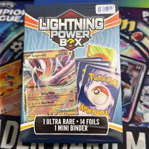 Lightning Power Box - 1 Ultra Rare, 14 Foils, 1 Mini Binder, Includes Lugia EX, Rising Wind, Aero Break, and more